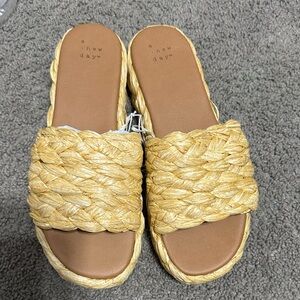 A New Day Women's Yellow Braided Slide Sandals